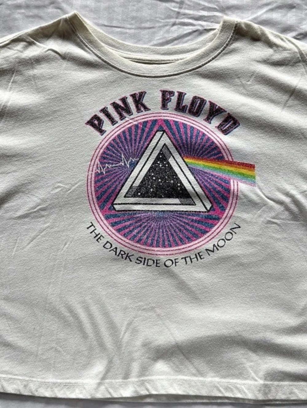 PINK FLOYD The Dark Side of the Moon Graphic Cropped Tee Size Medium